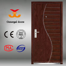 Porte extérieure en bois d&#39;entrée principale en bois d&#39;acier ISO9001